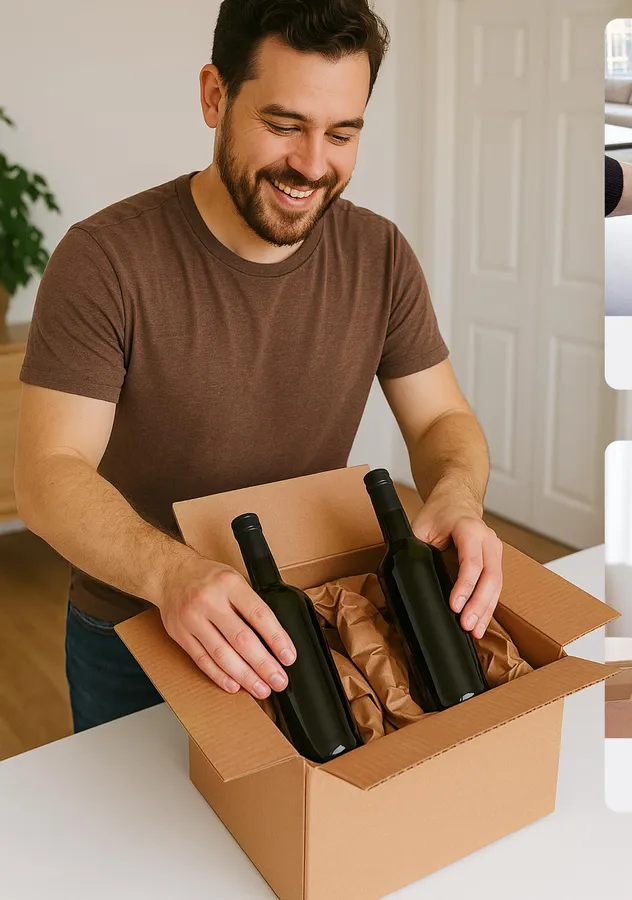 Packing bottles for dispatch with Bergvich void fill paper